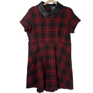 Killstar Womens Red Plaid Dress Size 3XL Disgraced Skater Goth Short Sleeve